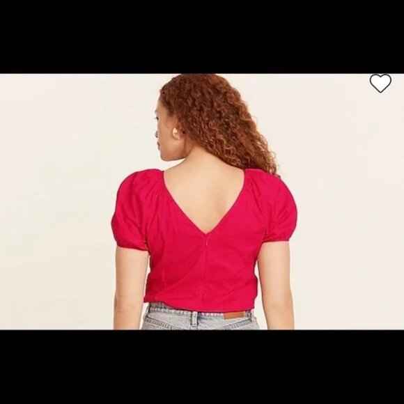 J.Crew V-back Puff-Sleeve Stretch Cotton Poplin Top | Black| Size 2 | NWOT - Picture 7 of 8
